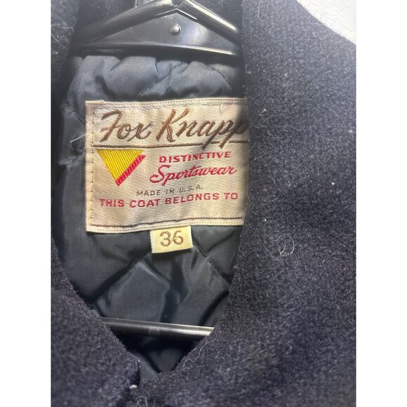 Vintage Fox Knapp Mens Wool Peacoat Large Navy Double-Breasted 36 - Picture 8 of 11